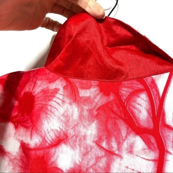 Tie Dye Water Color Embroidered Waist Maxi Dress in Red, Orange and White L - Picture 10 of 13